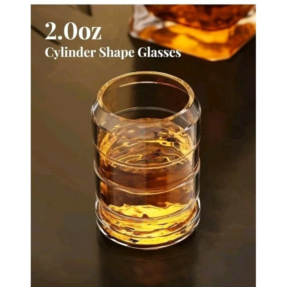 Handcrafted Revolver Whiskey Decanter Set W/ Shot Glasses Perfect Gift Men New